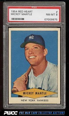 1954 Red Heart Mickey Mantle PSA 8 NMMT PWCC