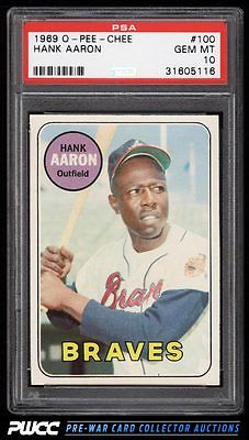 1969 OPeeChee Hank Aaron 100 PSA 10 GEM MINT PWCC