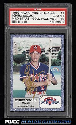 1993 Hawaii Winter League Hilo StarsGold Ichiro ROOKIE RC AUTO PSA 10 PWCC