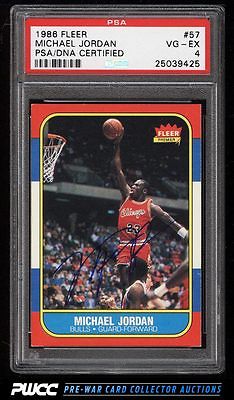 1986 Fleer Basketball Michael Jordan ROOKIE RC AUTO 57 PSA 4 VGEX PWCC