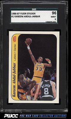 1986 Fleer Sticker Kareem AbdulJabbar 1 SGC 996 MINT PWCC