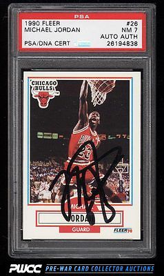 1990 Fleer Basketball Michael Jordan PSADNA AUTO 26 PSA 7 NRMT PWCC