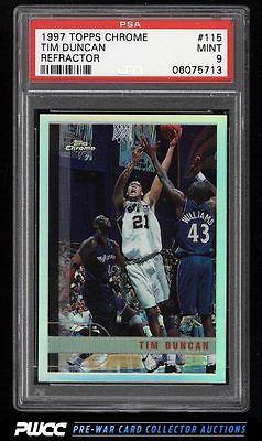 1997 Topps Chrome Refractor Tim Duncan ROOKIE RC 115 PSA 9 MINT PWCC