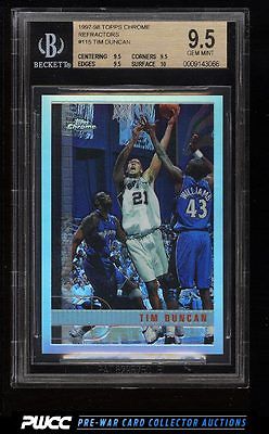 1997 Topps Chrome Refractor Tim Duncan ROOKIE RC 115 BGS 95 GEM MINT PWCC