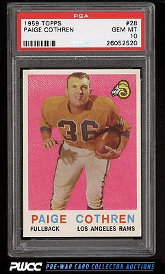 1959 Topps Football Paige Cothren 28 PSA 10 GEM MINT PWCC