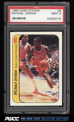 1986 Fleer Sticker Michael Jordan ROOKIE RC 8 PSA 9 MINT PWCC