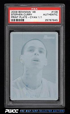 2009 Bowman 48 Cyan Print Plate Stephen Curry ROOKIE 11 106 PSA AUTH PWCC