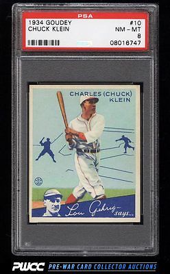 1934 Goudey SETBREAK Chuck Klein 10 PSA 8 NMMT PWCC