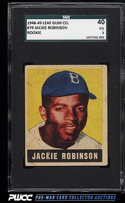 1948 Leaf Jackie Robinson ROOKIE RC 79 SGC 340 VG PWCC