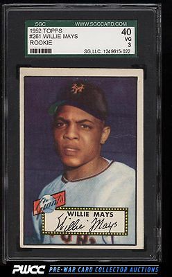 1952 Topps Willie Mays 261 SGC 340 VG PWCC