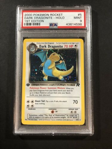 Team Rocket 1st Edition Dark Dragonite Holo Foil PSA 9  Mint Pokemon Card 582