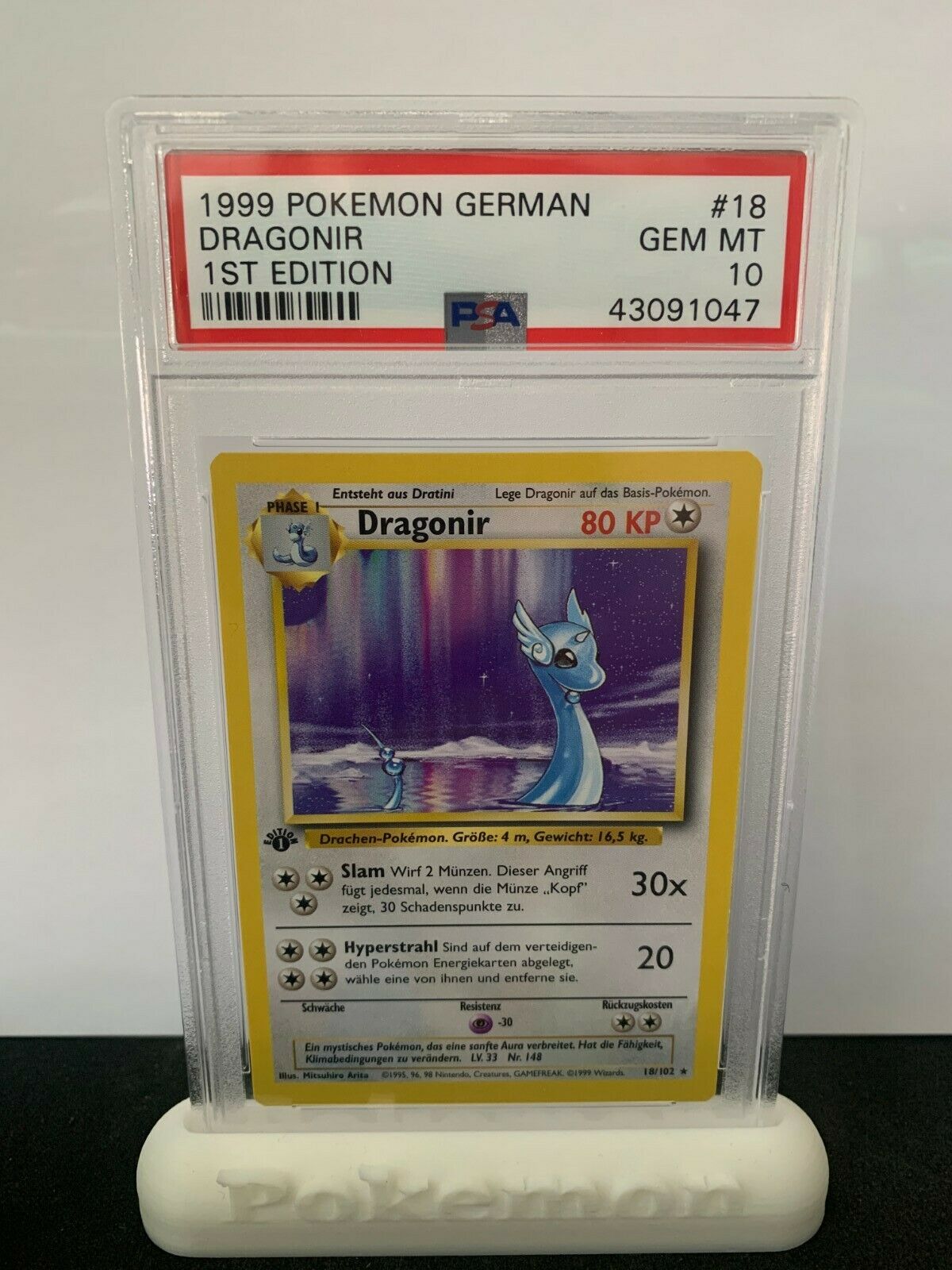 Pokemon PSA 10 German  Deutsch Dragonir 1 Edition Mint non Holo Rare 18