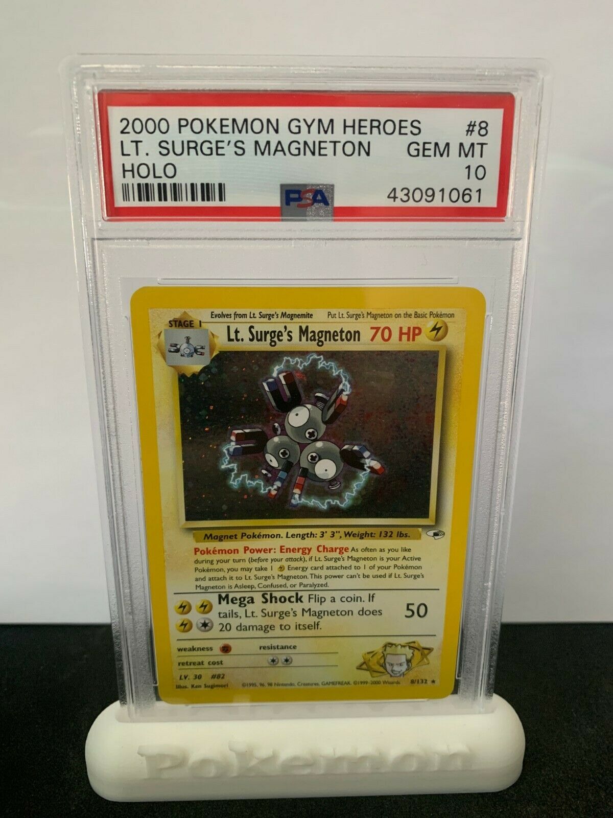 Pokemon PSA 10 Gym Heroes Lt Surges Magneton Holo Rare Mint 8