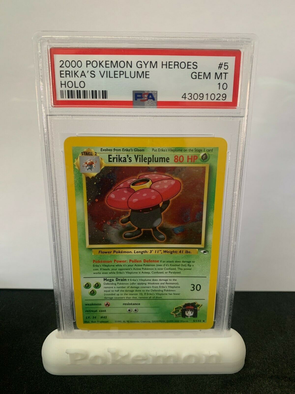 Pokemon PSA 10 Gym Heroes Erkias Vileplume Holo Rare Mint 5