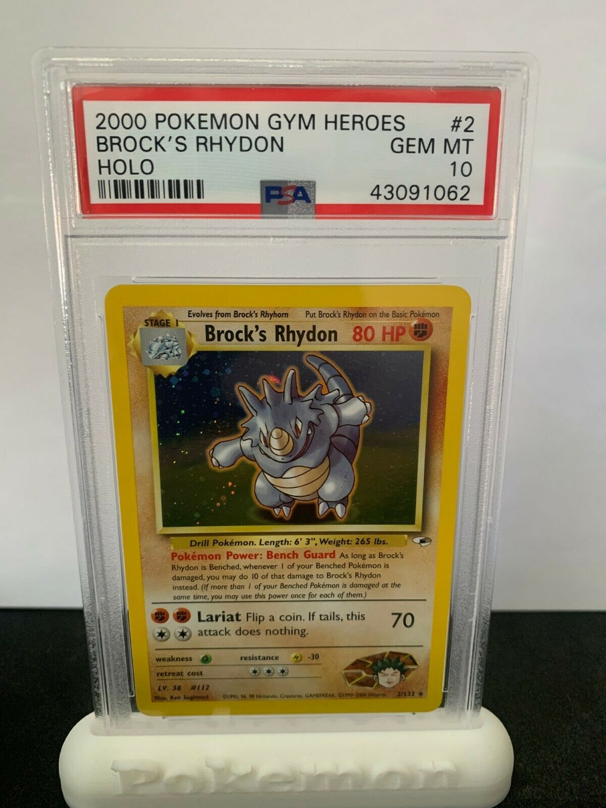 Pokemon PSA 10 Gym Heroes Brocks Rhydon Holo Rare Mint 2