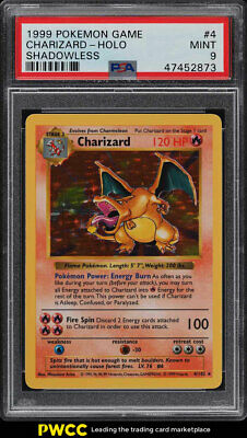 1999 Pokemon Game Shadowless Holo Charizard 4 PSA 9 MINT