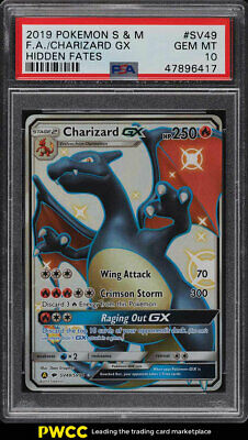 2019 Pokemon Sun  Moon Hidden Fates Full Art Charizard GX SV49 PSA 10 GEM MINT