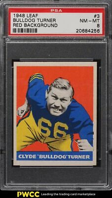 1948 Leaf Football Bulldog Turner ROOKIE RC 3 PSA 8 NMMT