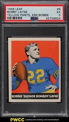 1948 Leaf Football Bobby Layne ROOKIE RC 6 PSA 5 EX