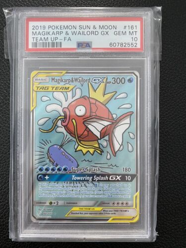 2019 Pokemon Team Up  Full Art Magikarp  Wailord GX 161181  PSA 10 GEM MINT