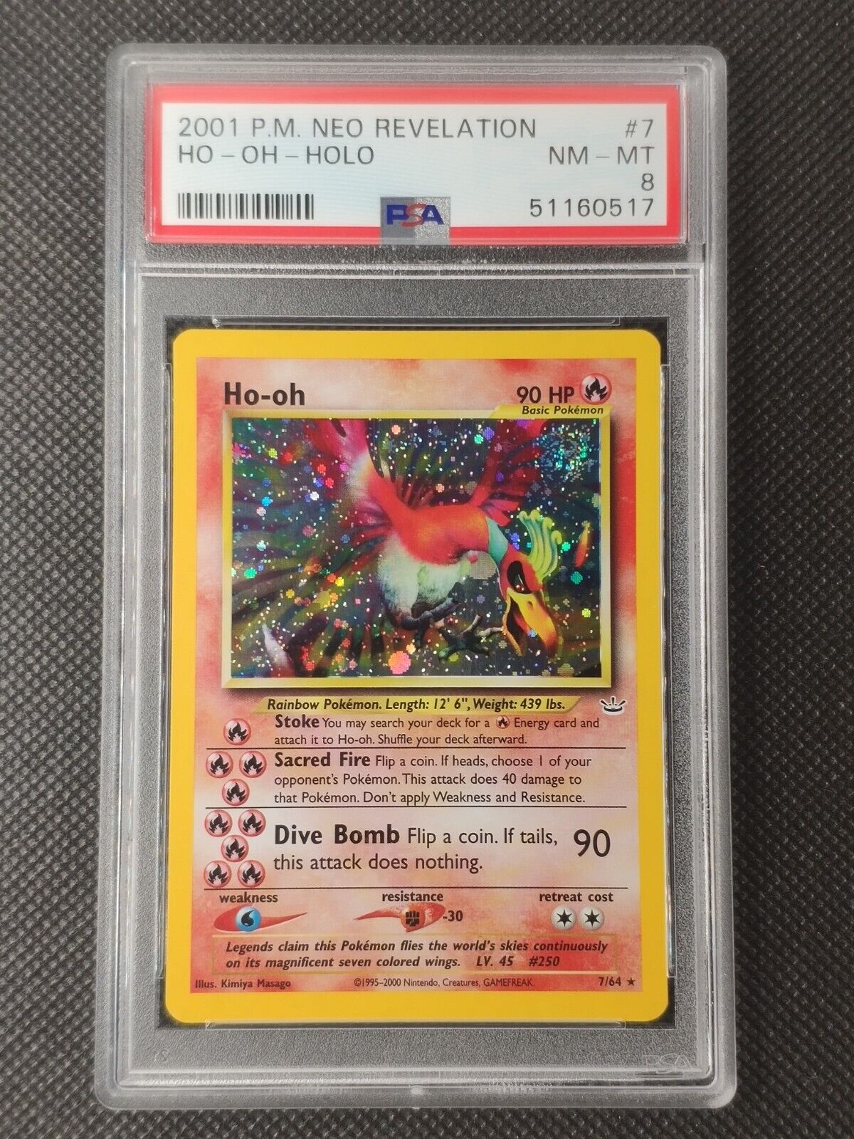 Pokemon HoOh Holo Neo Revelation Unlimited 7  PSA 8  Holo Bleed  English