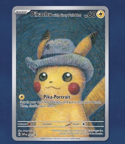 Pikachu With Grey Felt Hat 085 Promo Card Pokemon X Van Gogh Museum