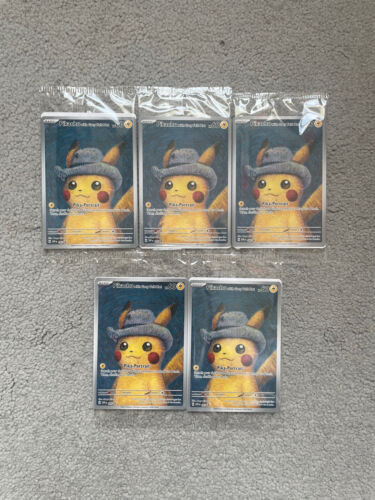 Pikachu With Grey Felt Hat 085 Promo Card Pokemon X Van Gogh Museum  5x Bundle