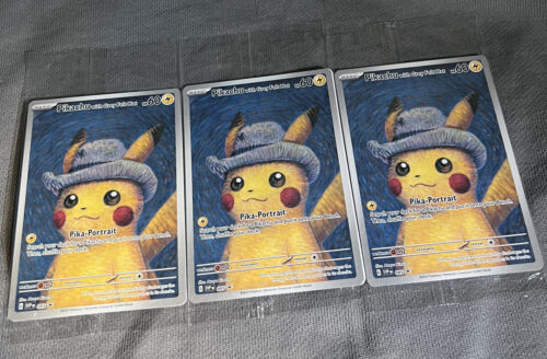 Pikachu With Grey Felt Hat 085 Promo Card Pokemon X Van Gogh Museum IN HAND  X3