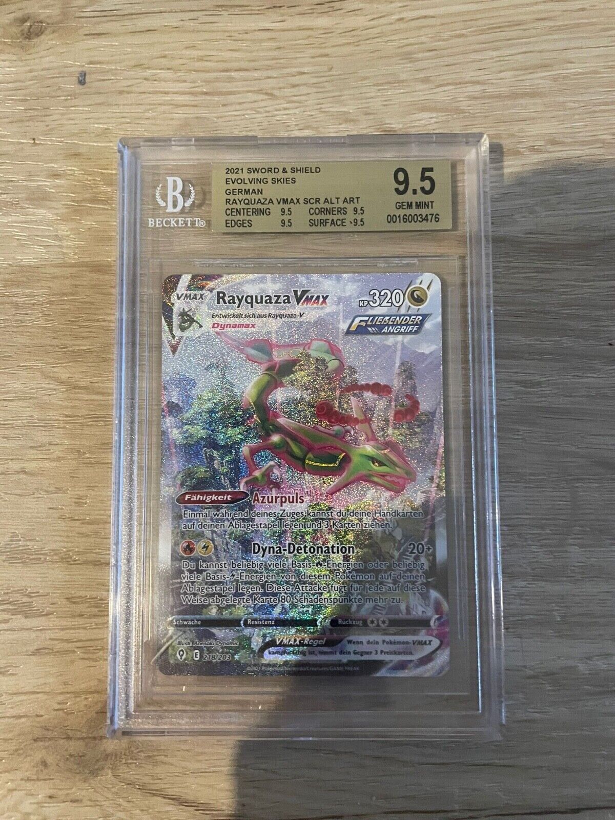 Pokemon  Rayquaza V Max Alt Art  Evolving Skies  BGS PSA 95