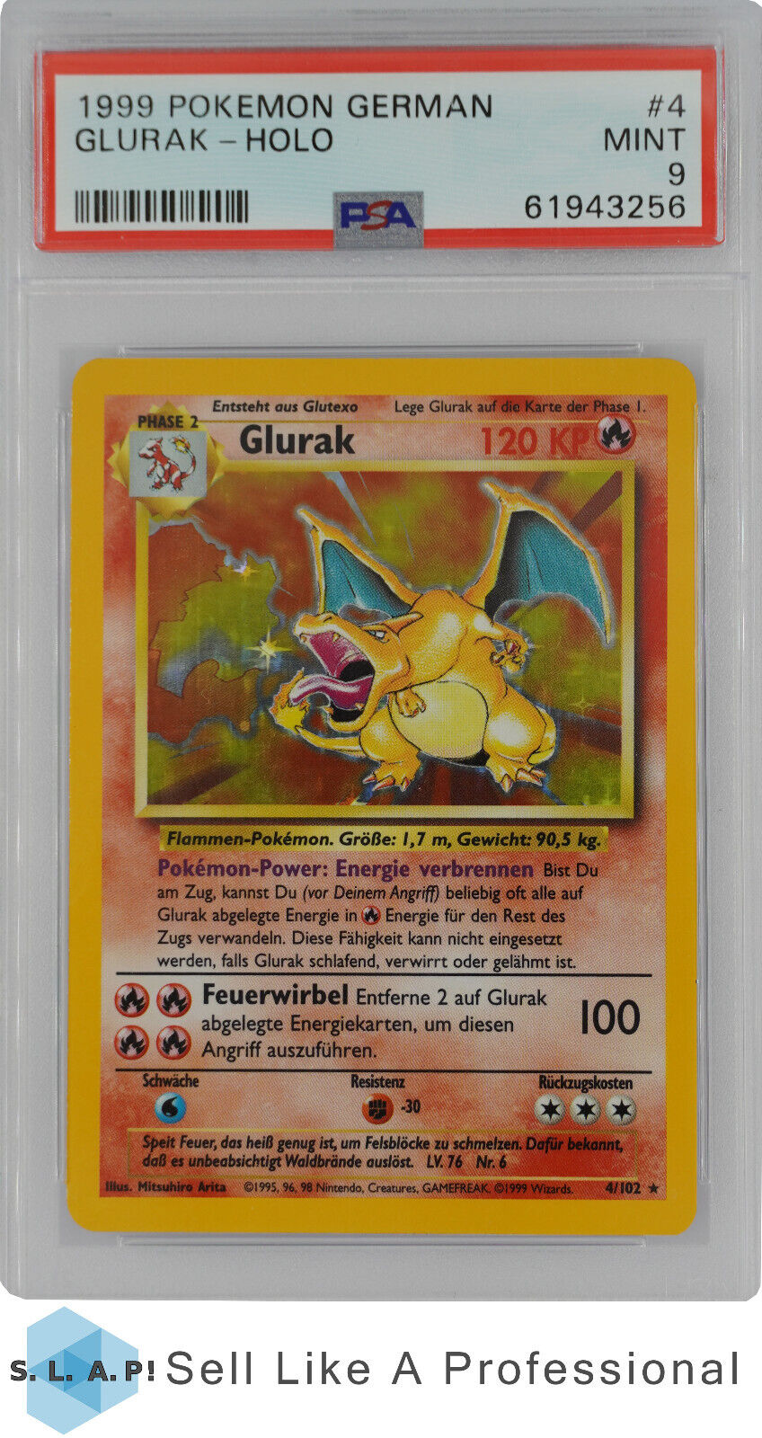 1999 POKEMON GERMAN 4 GLURAKHOLO PSA 9