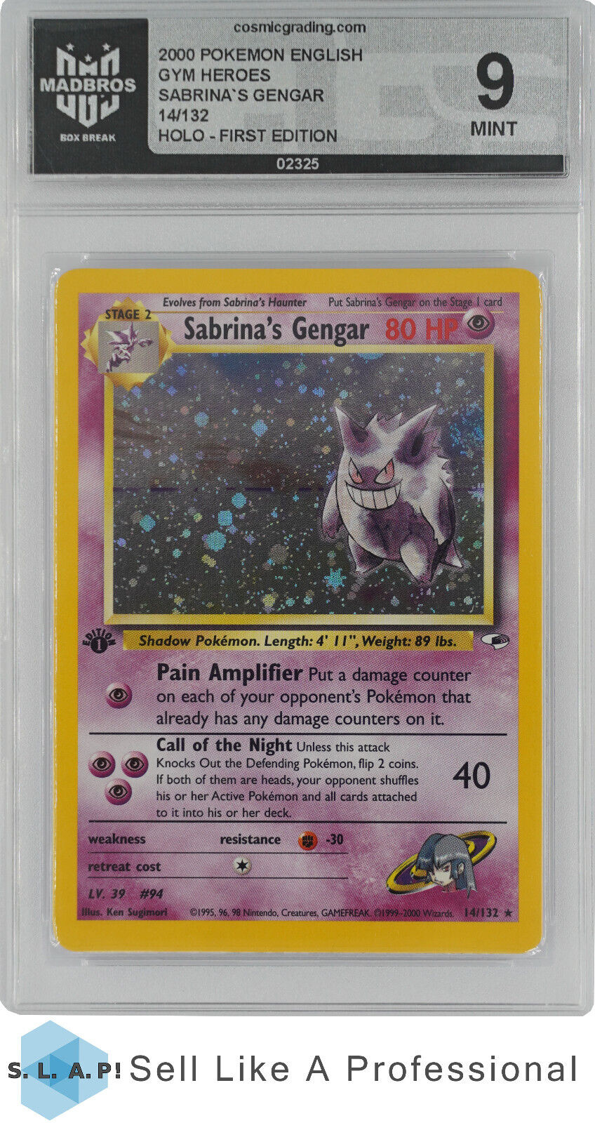 2000 Pokemon English Gym Heroes Sabrinas Gengar Holo 1st Edition 14 CGS 9