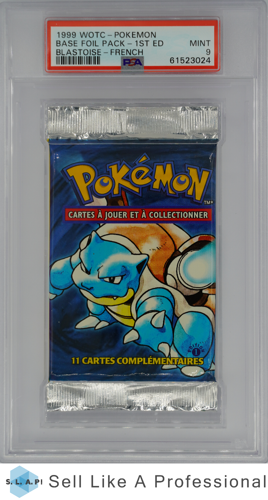 1999 Pokemon Base Foil Pack 1st Edition Blastoise french  PSA 9