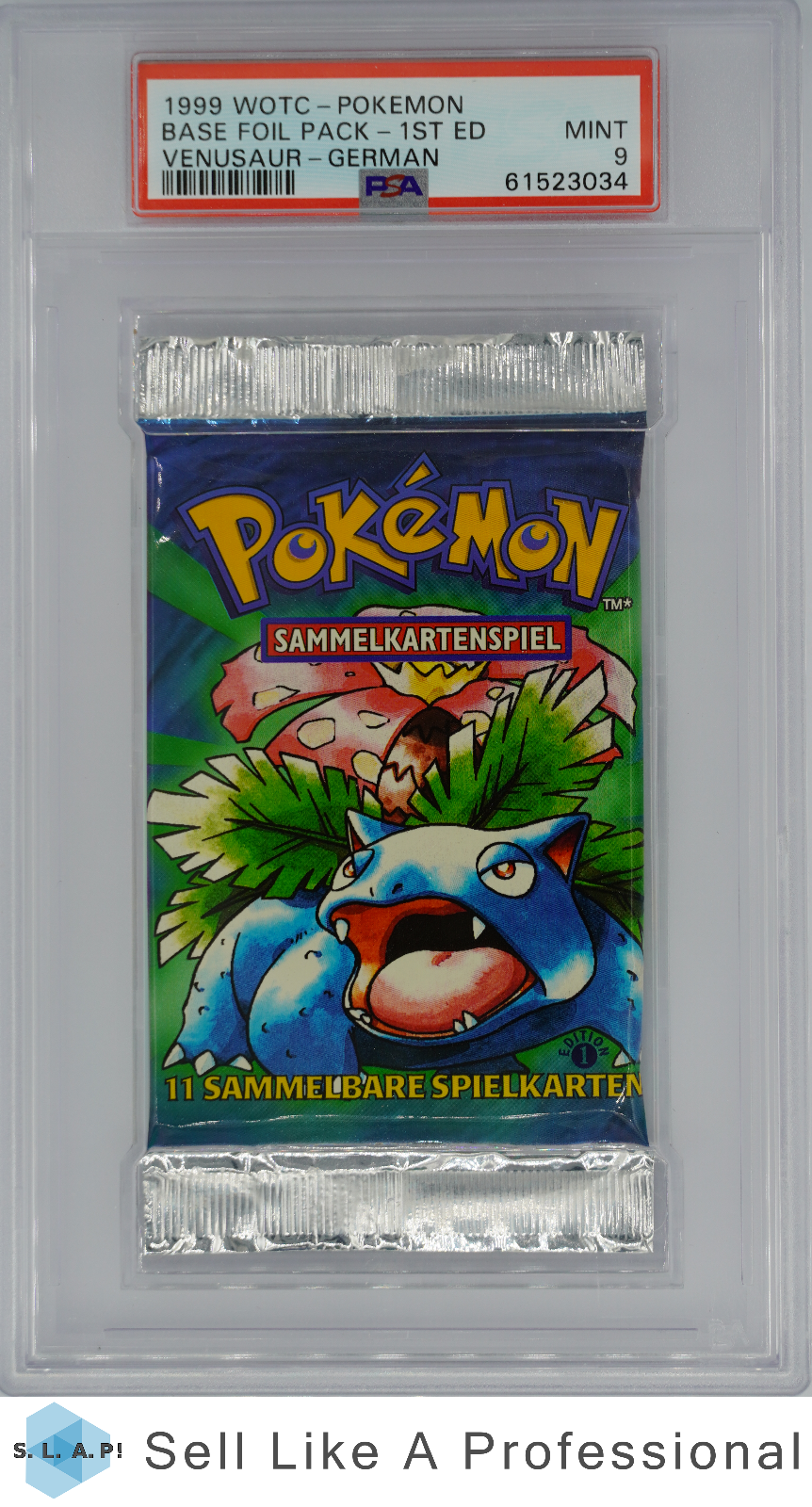 1999 Pokemon Base Foil Pack 1st Edition Venusaur german   PSA 9