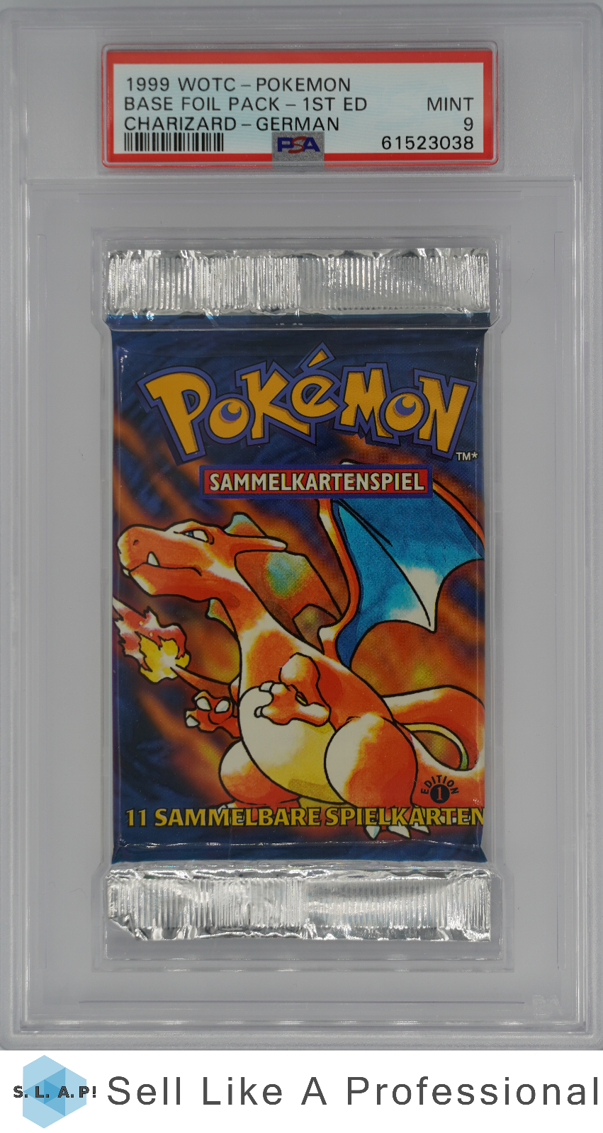 1999 Pokemon Base Foil Pack 1st Edition Charizard german  PSA 9