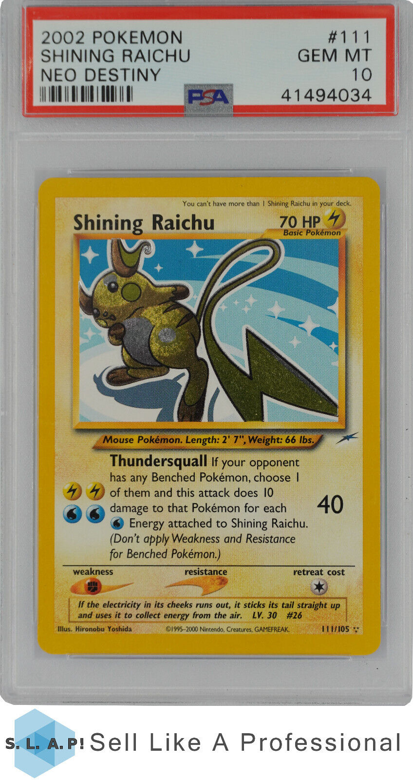 2002 Pokemon Neo Destiny Shining Raichu 111 PSA 10