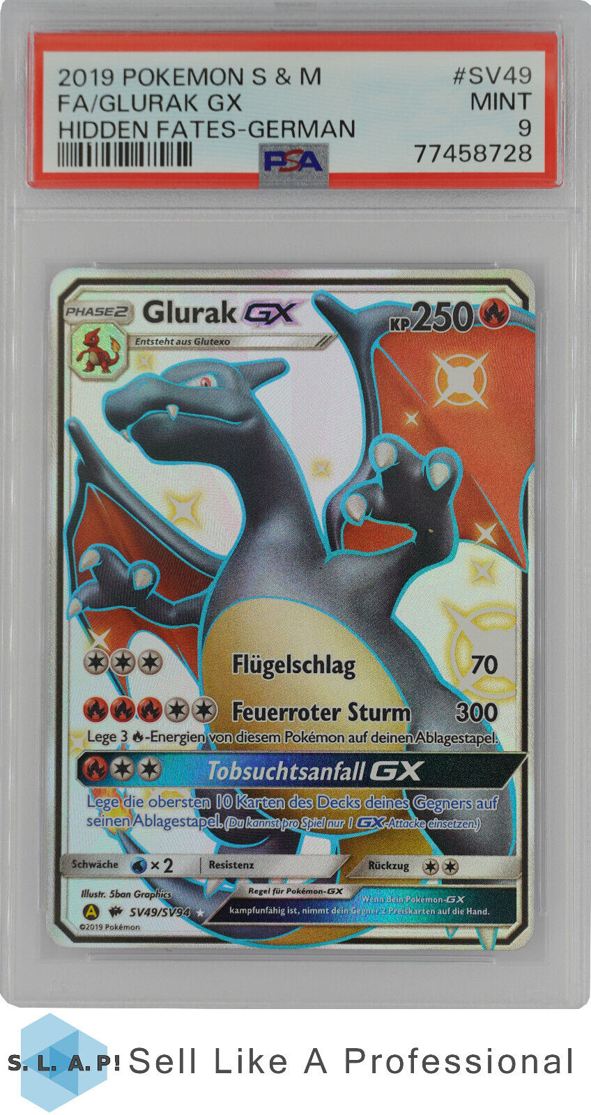 2019 POKEMON SUN  MOON HIDDEN FATES SV49 FAGLURAK GX PSA 9