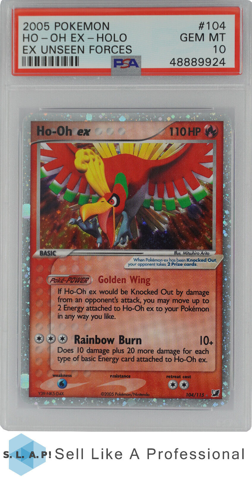 2005 POKEMON EX UNSEEN FORCES 104 HOOH EXHOLO PSA 10