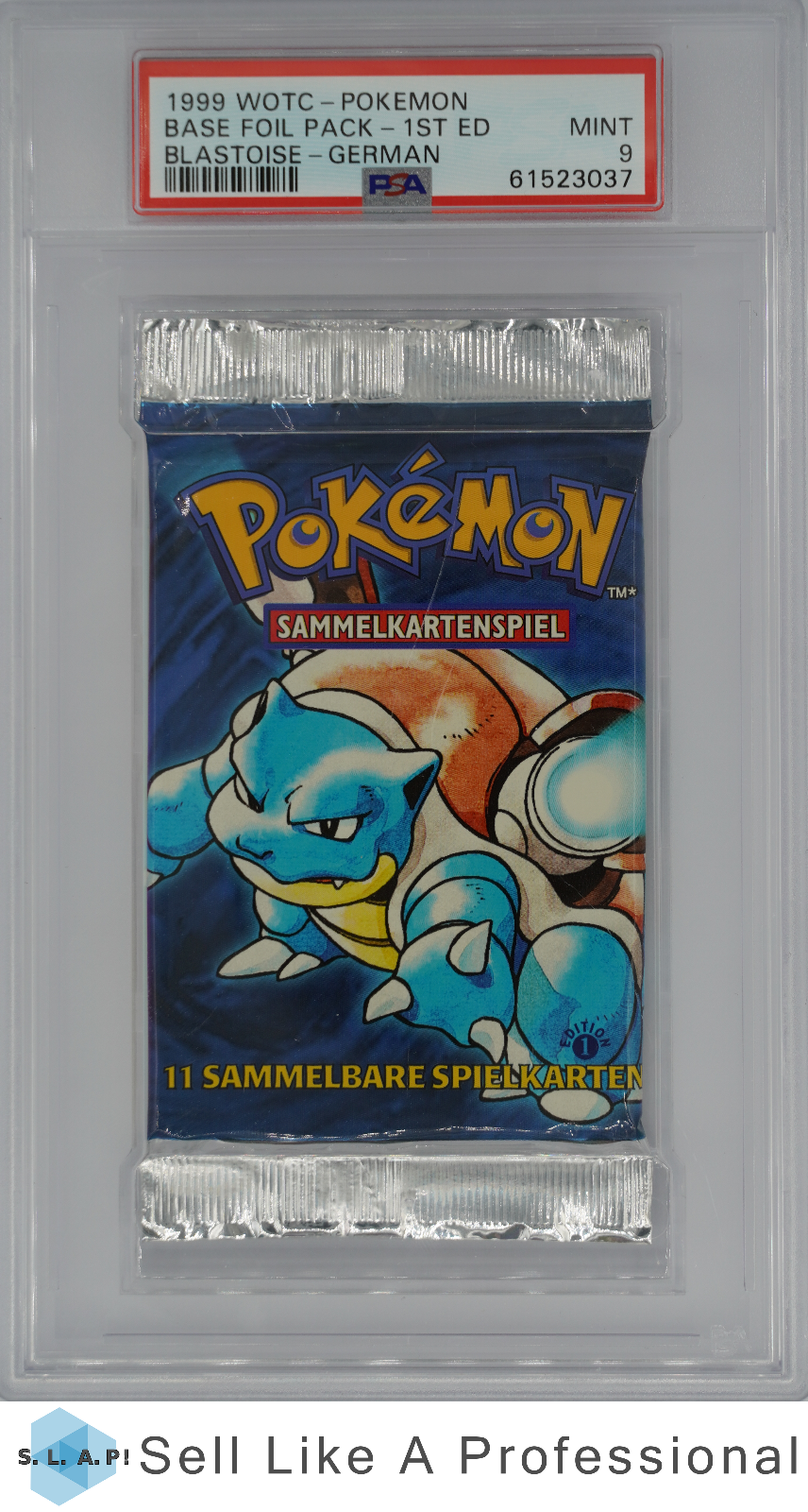 1999 Pokemon Base Foil Pack 1st Edition Blastoise german  PSA 9