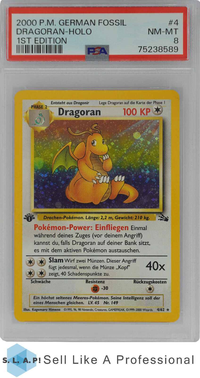 2000 Pokemon Fossil German Dragoran 462 PSA 8