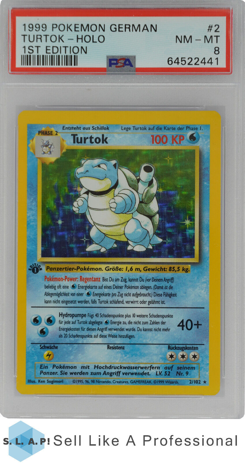 1999 Pokemon german 1 Auflage Turtok Holo 2102 PSA 8