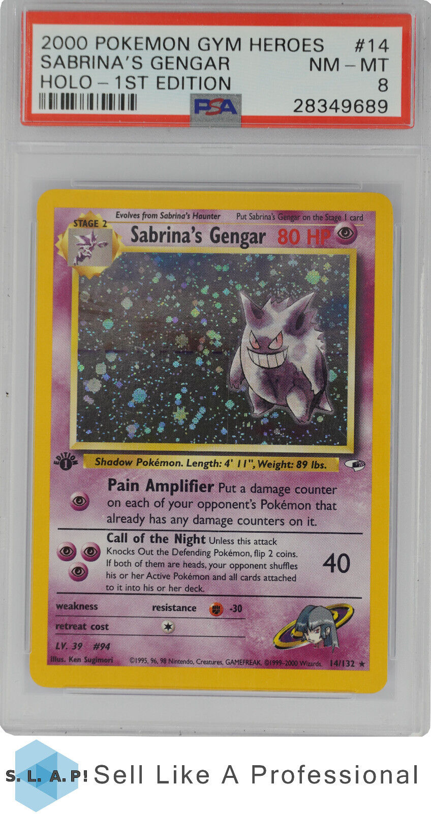 2000 Pokemon Gym Heroes 1st Edition Sabrinas Gengar 14132 PSA 8