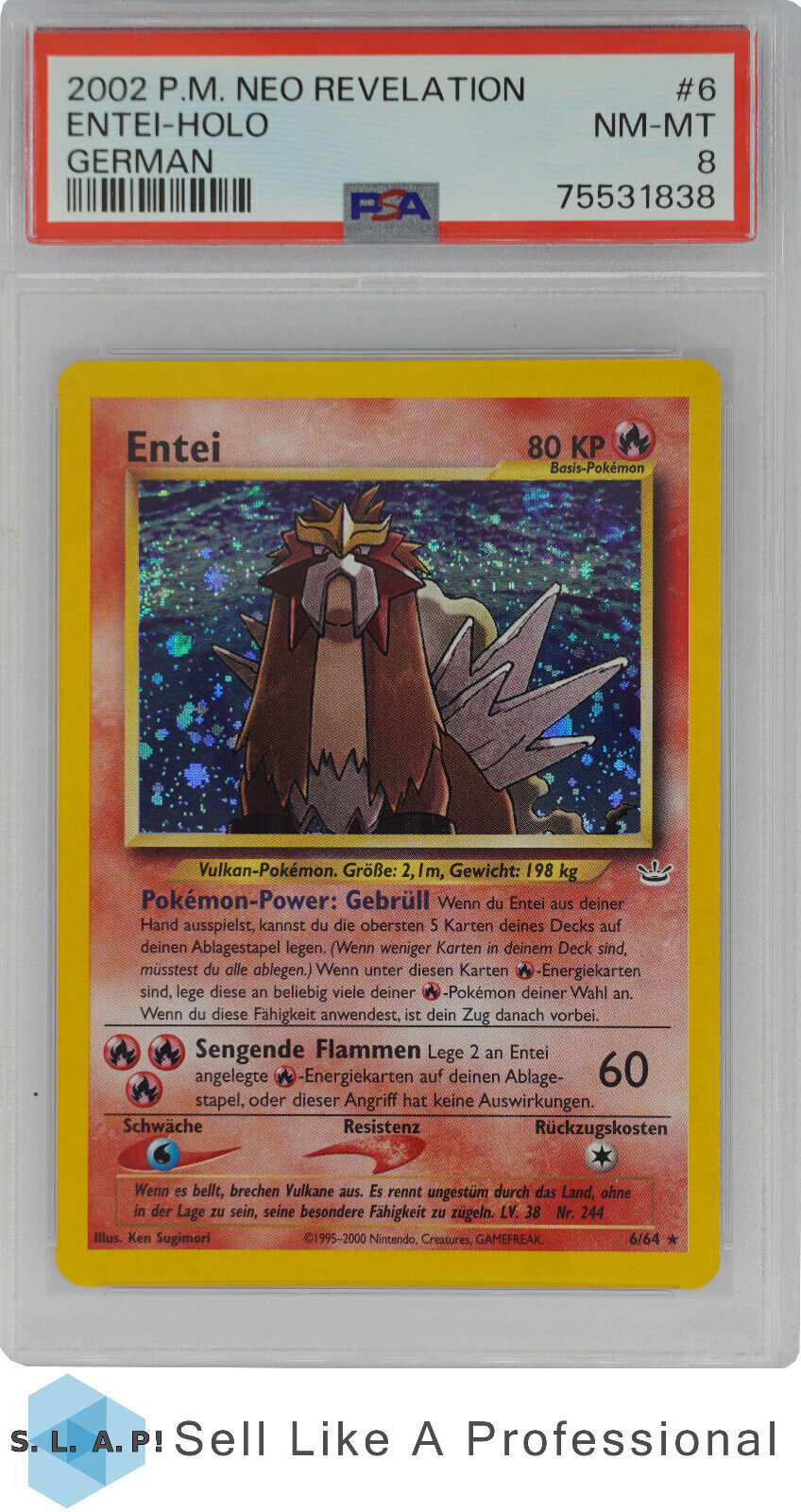 2002 Pokemon Neo Revelation Entei 664 PSA 8