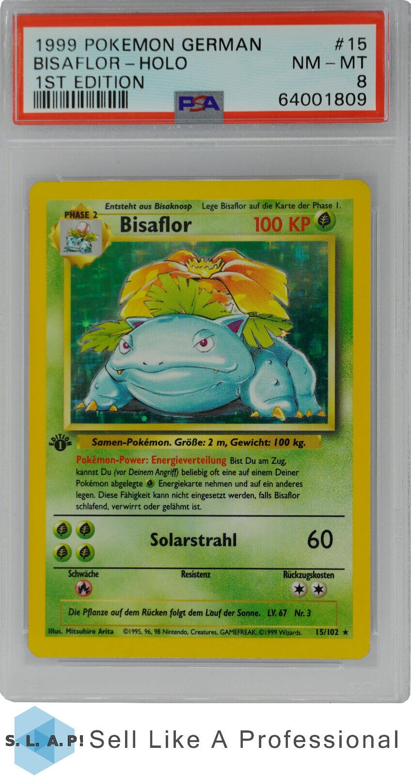 1999 Pokemon german 1 Auflage Bisaflor Holo 15102 PSA 8