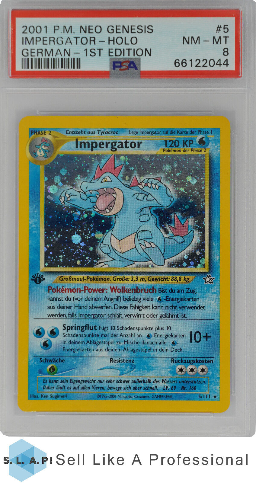 2001 Pokemon Neo Genesis German 1 Auflage Impergator 5111 PSA 8