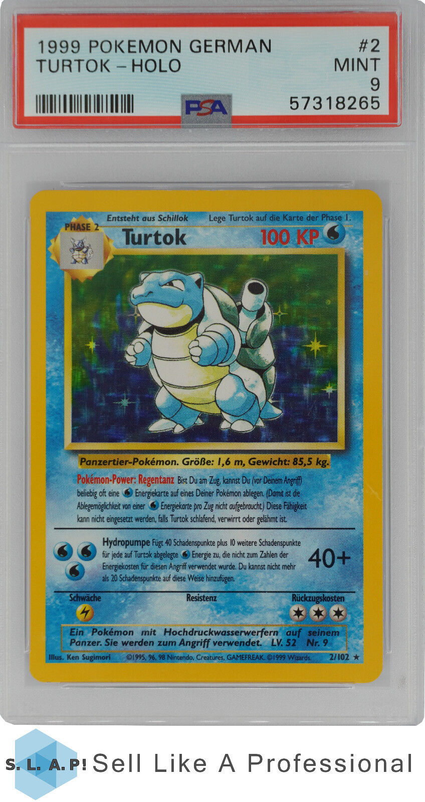 1999 Pokemon German Turtok Holo 2 PSA 9