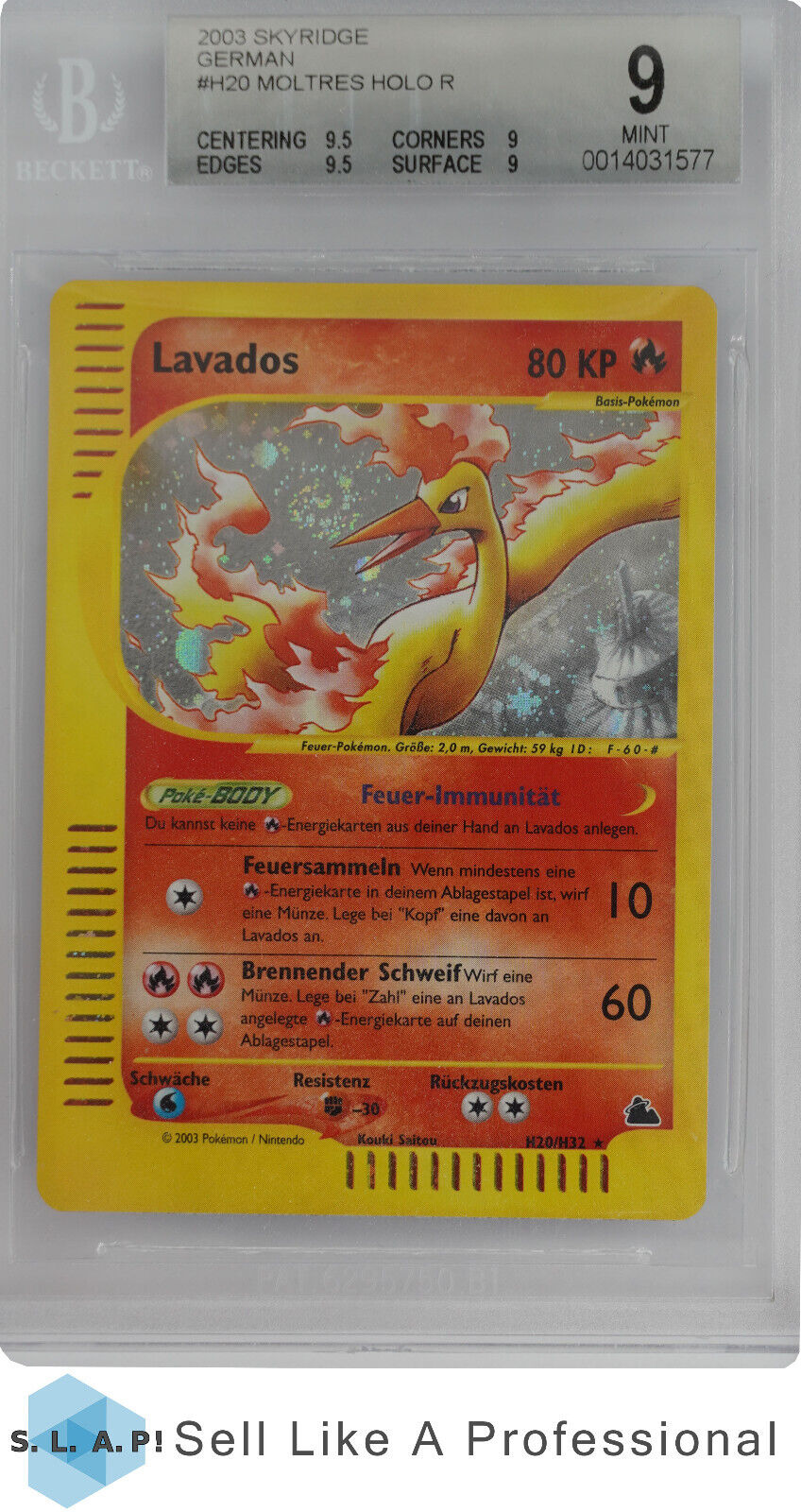 2003 Pokemon Skyridge German Lavados Holo H20 BGS 9