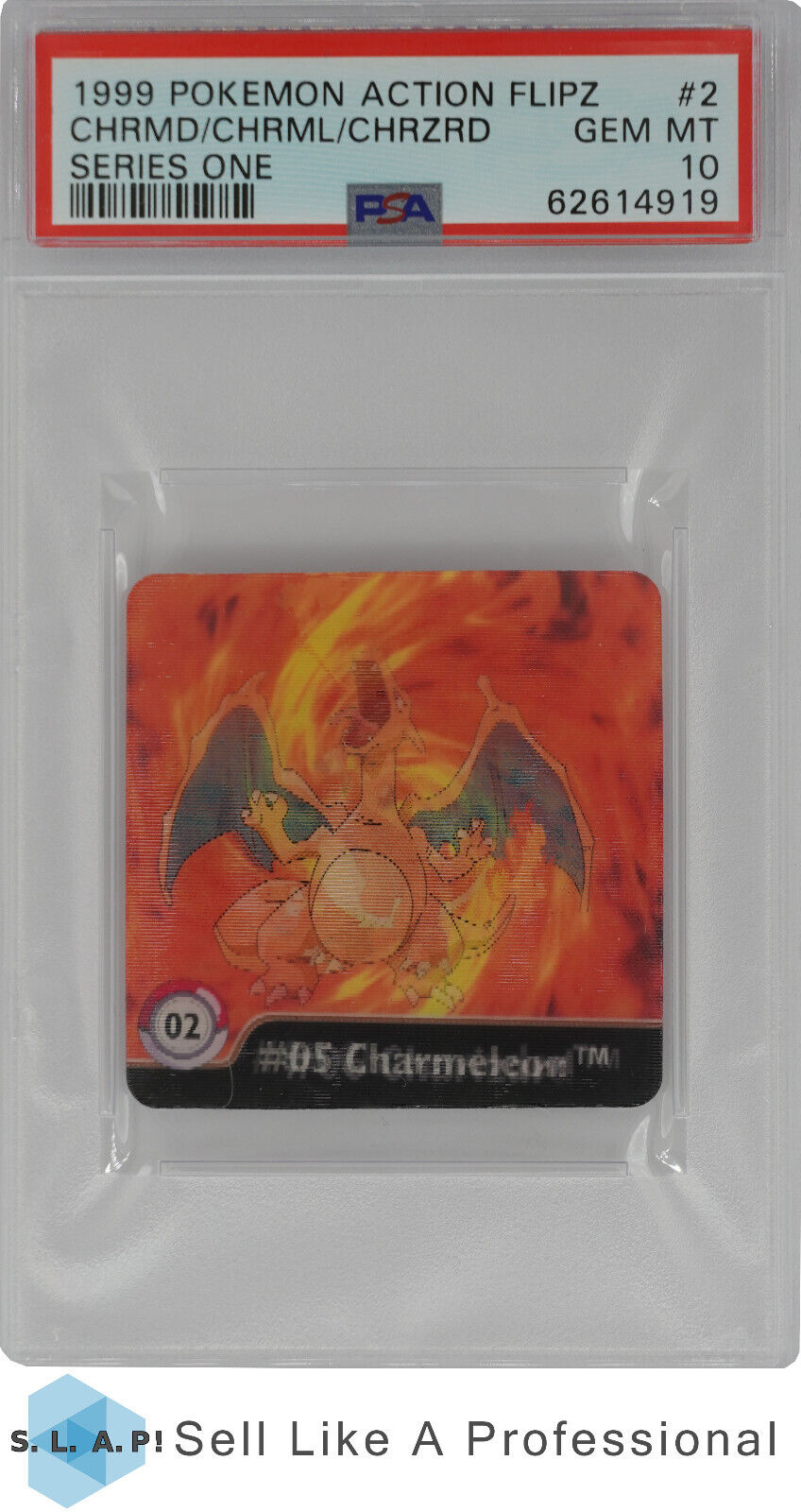 1999 Pokemon Action Flipz Series One Charmander Charmeleon Charizard 2 PSA 10