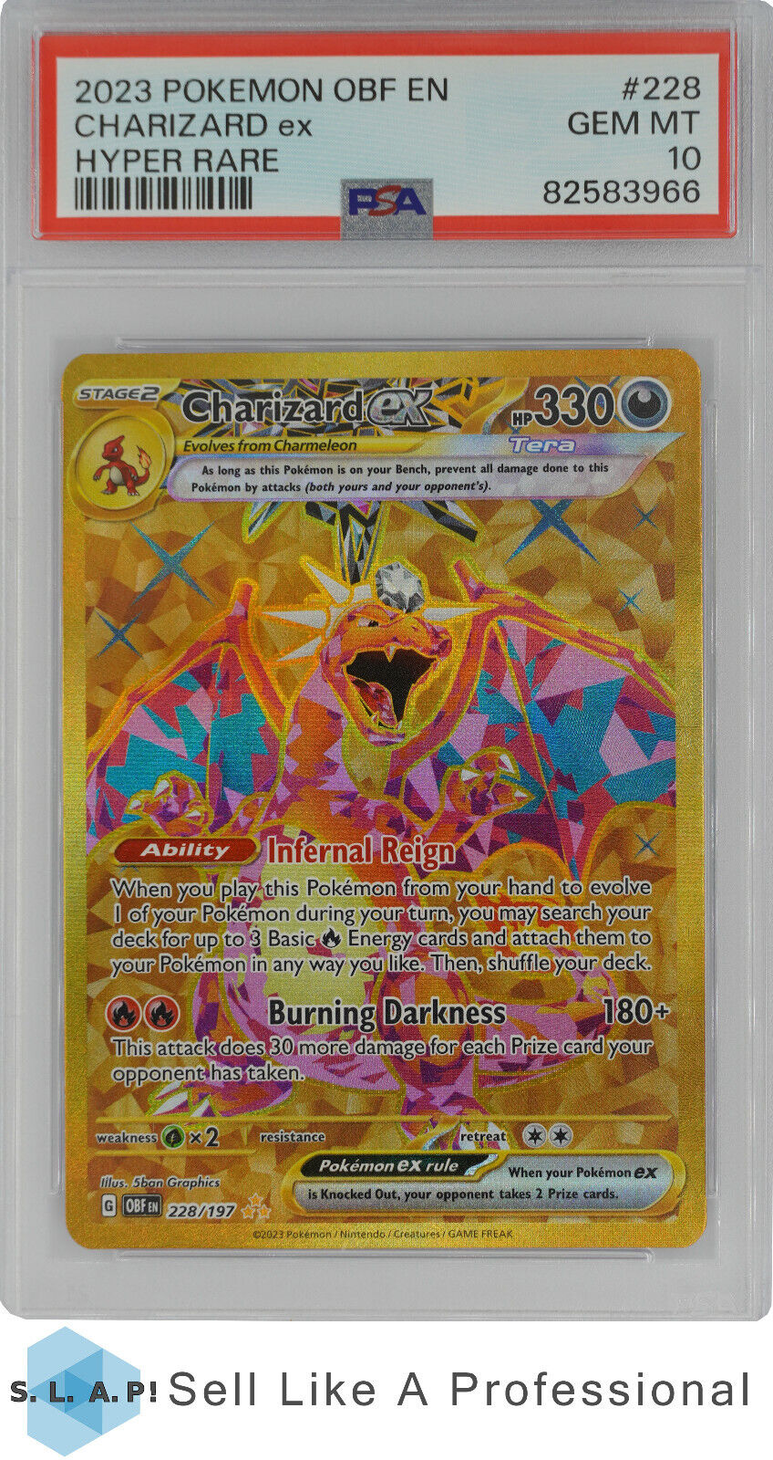 2023 POKEMON OBF ENOBSIDIAN FLAMES 228 CHARIZARD ex HYPER RARE PSA 10