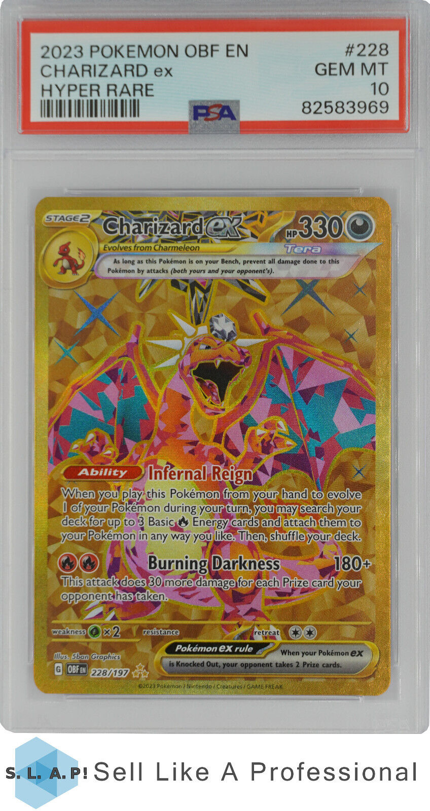 2023 POKEMON OBF ENOBSIDIAN FLAMES 228 CHARIZARD ex HYPER RARE PSA 10