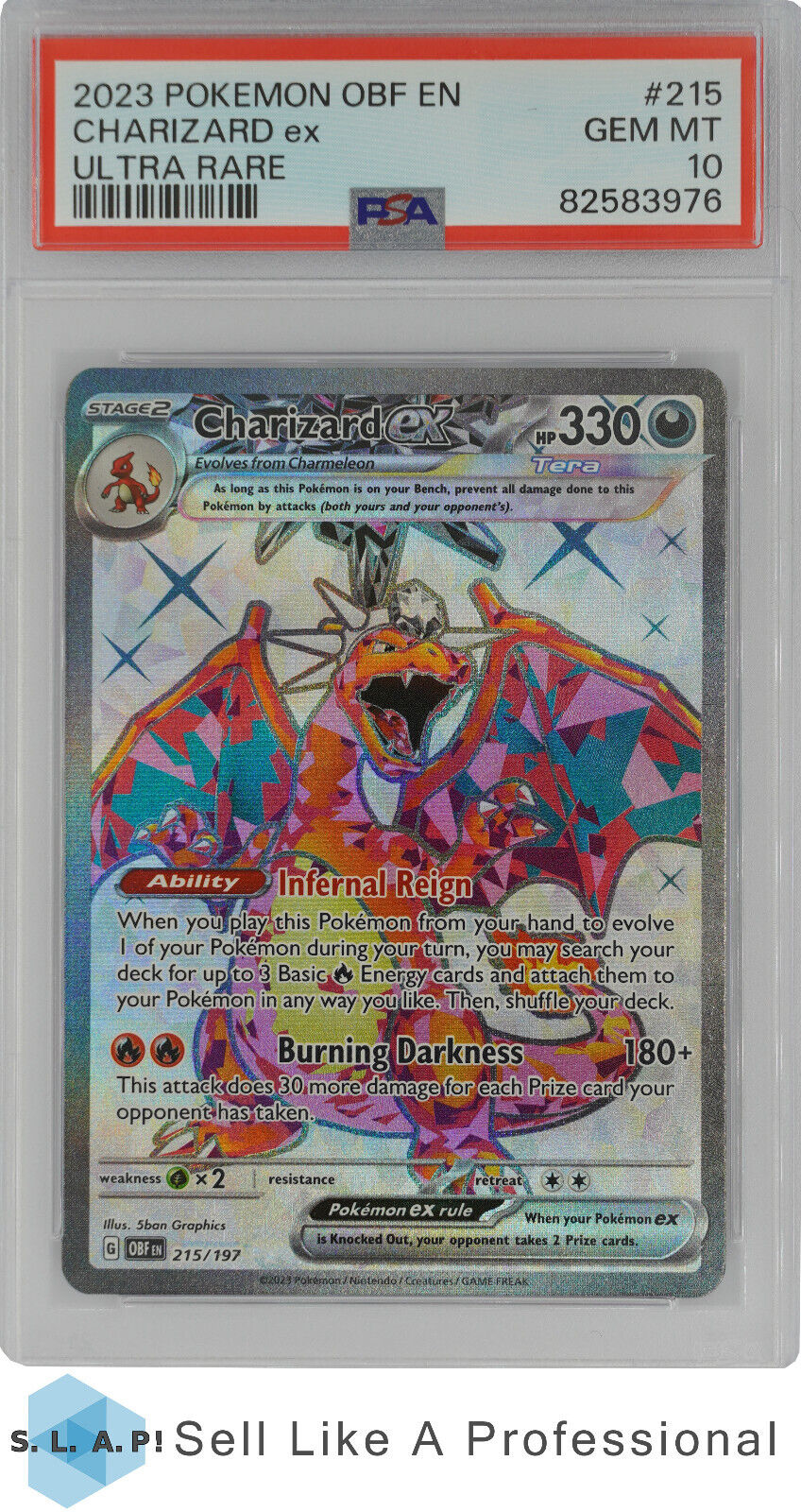 2023 POKEMON OBF ENOBSIDIAN FLAMES 215 CHARIZARD ex ULTRA RARE PSA 10